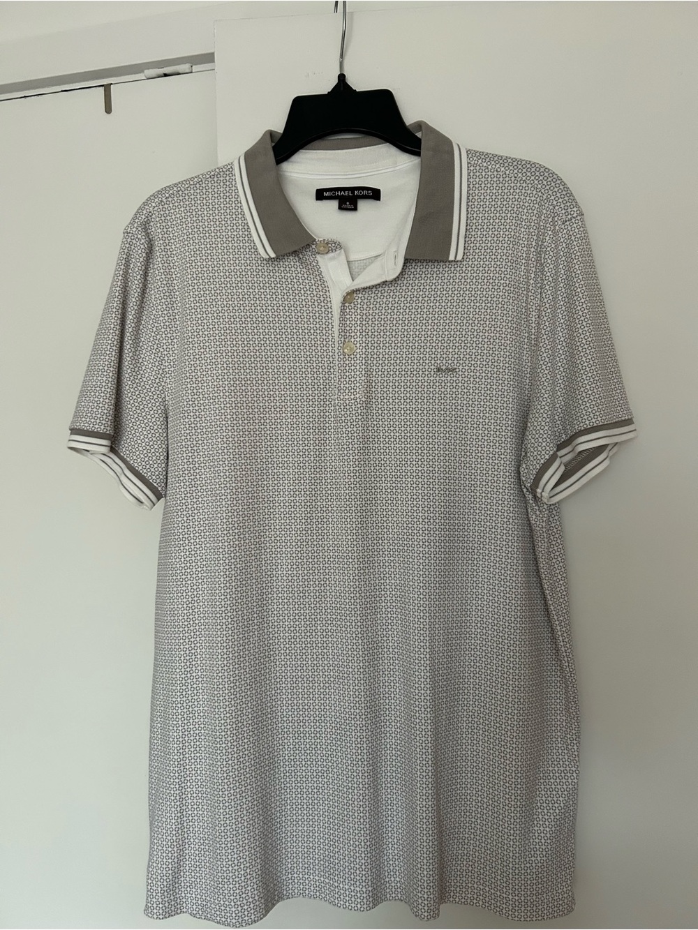Michael Kors Men's Light Gray Pattern Polo